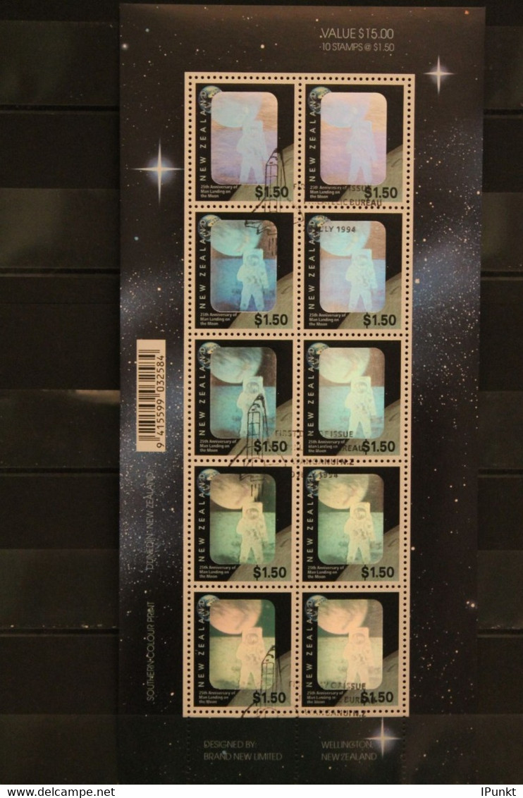 New Zealand , Hologramm Mondlandung, Kleinbogen, 1994, ESST Gestempelt - Hologramas