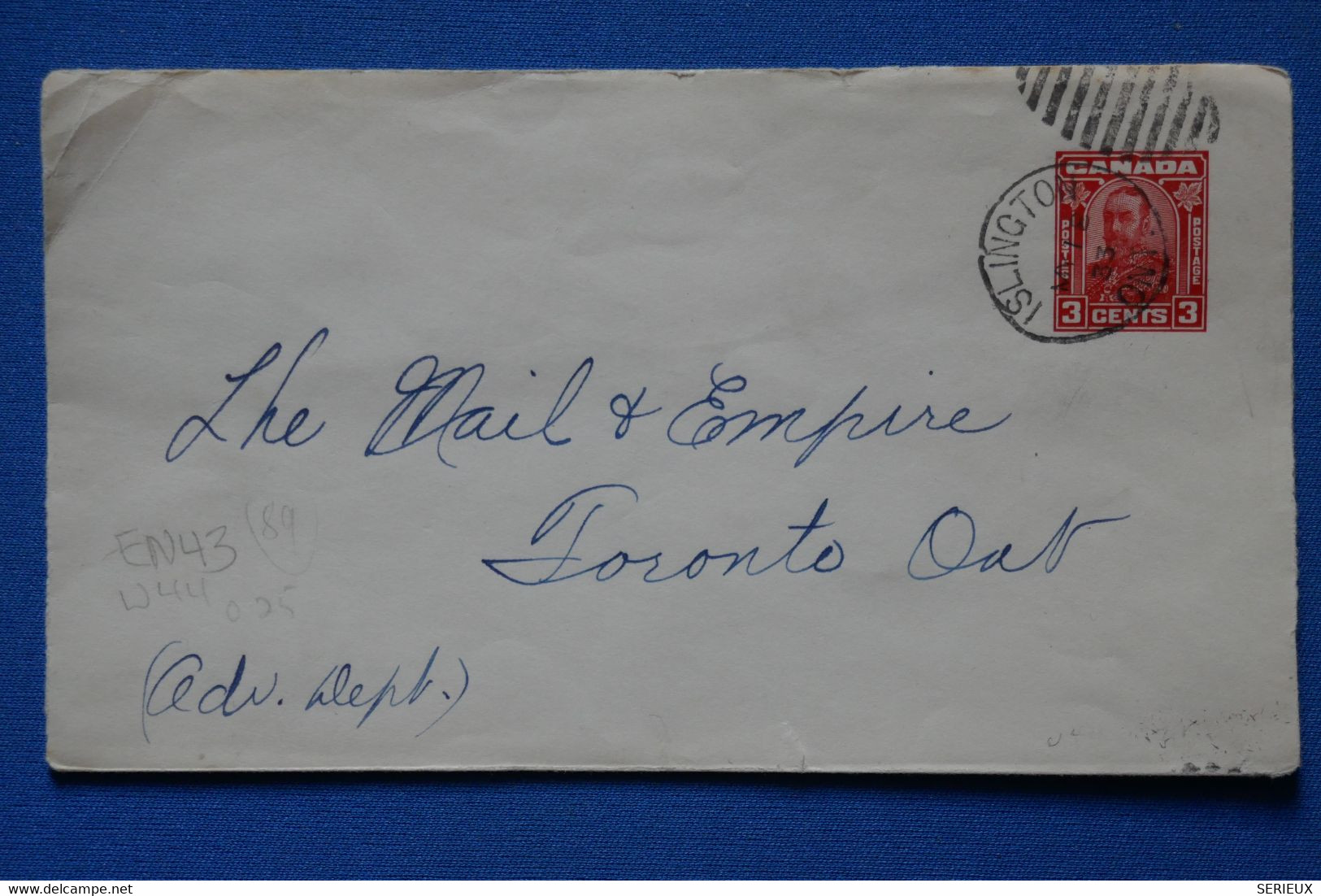P25 CANADA BELLE LETTRE 1933  ISLINGTON POUR TORONTO + AFFRANCHISSEMENT PLAISANT - Briefe U. Dokumente