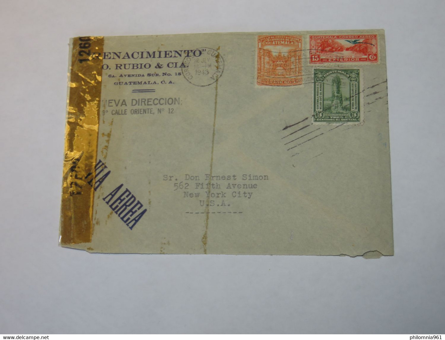 Guatemala Airmail Cover To USA 1943 - Guatemala