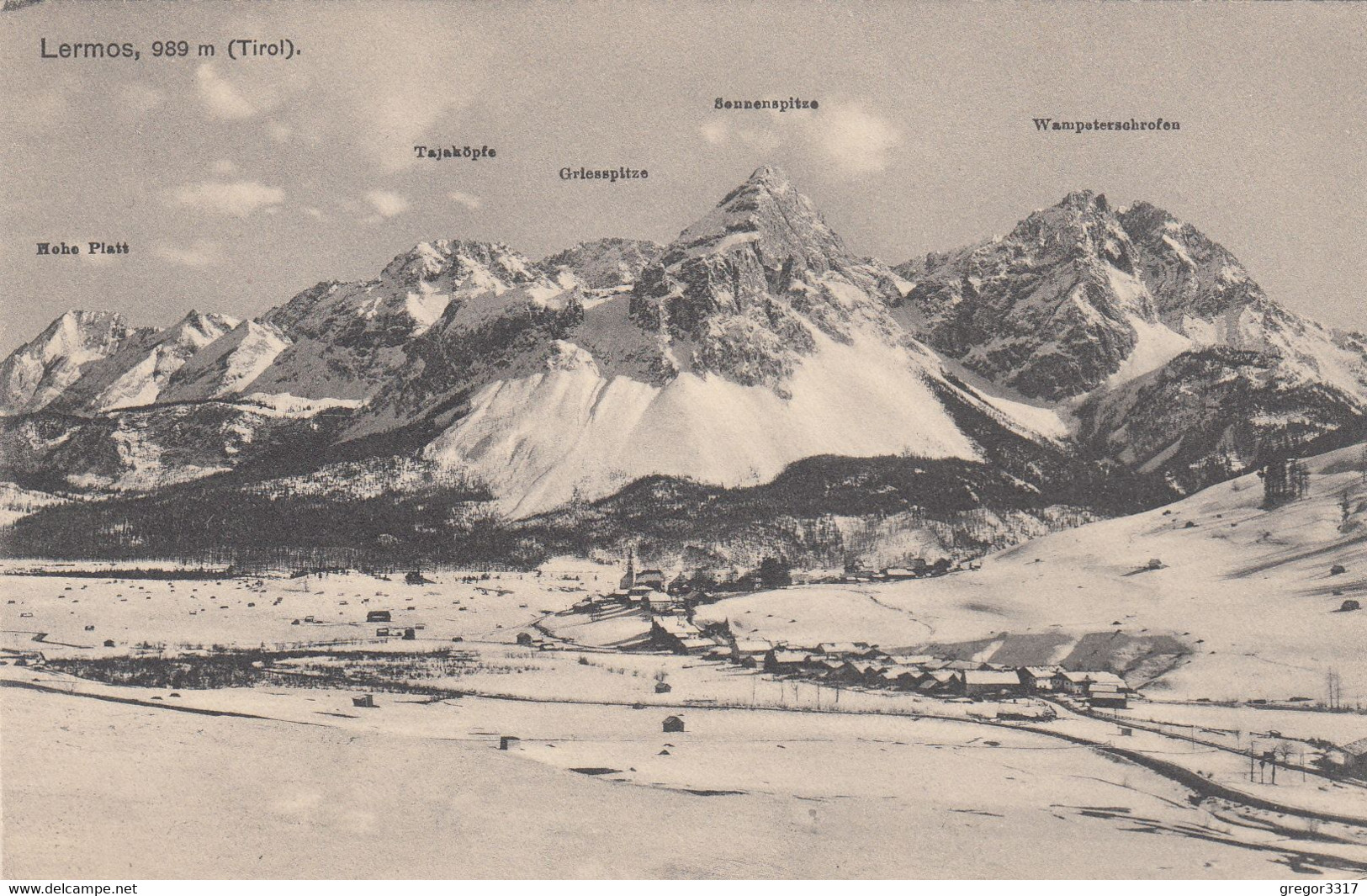 2993) LERMOOS - Tirol - Hohe Platt - Tajakpfe - Griesspitze Sennenspitze Wampeterschrofen - Häuser Verschneit ALT ! 1911 - Lermoos