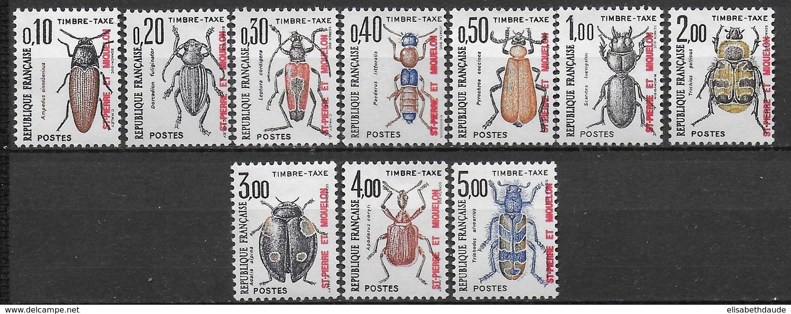 SPM - SERIE COMPLETE - YVERT N°82/91 **  MNH - INSECTES COLEOPTERES - - Segnatasse