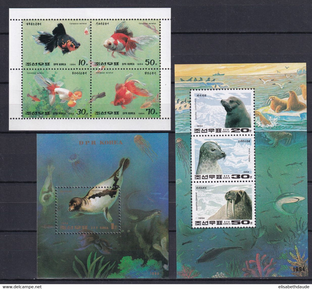 KOREA - FAUNE MARINE - 1994 - SERIE COMPLETE YVERT N°2470/2473 + BLOC 170 + 171 ** MNH - Korea, North