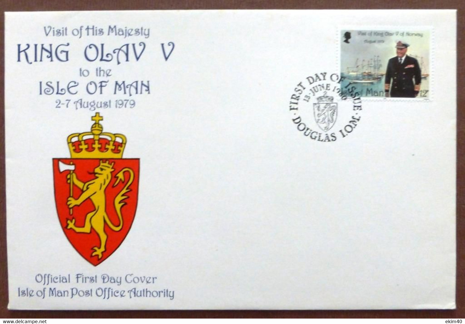 1980 Isle Of Man Stamp First Day Cover-Visit Of King Olav V No A-447 - Isle Of Man