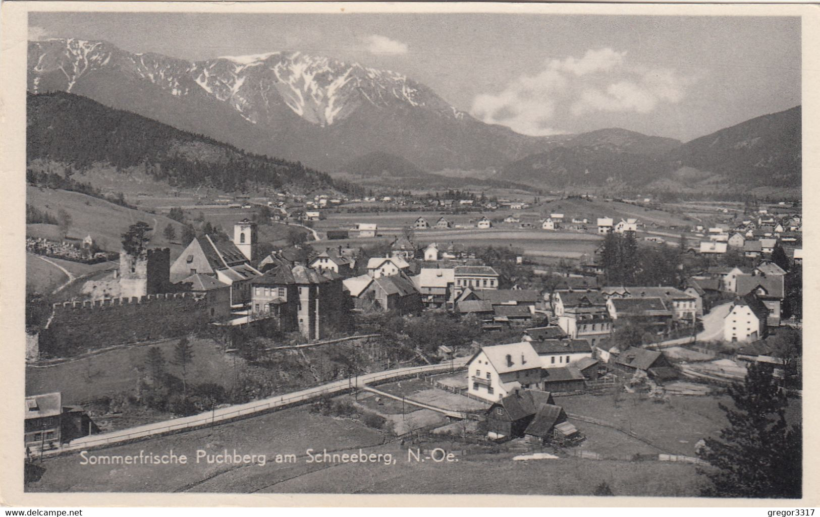 3024) PUCHBERG Am Schneeberg - NÖ - Straße U. HAUS DETAILS U. Ruine Mit Kirche ALT ! 1955 - Schneeberggebiet