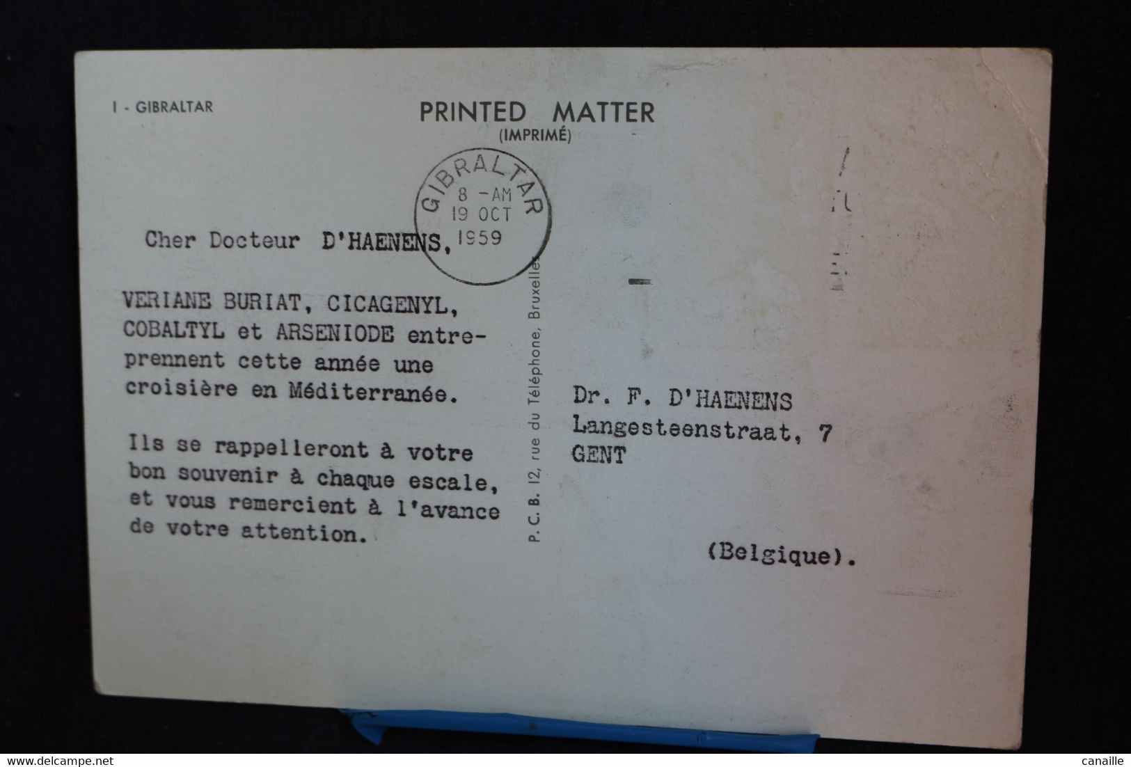 G-25 / Gibraltar  Croisière Buriat (1959-1960) - Attention !! Petit Pli Au Coin Du Haut A Gauche / 1959 - Gibilterra