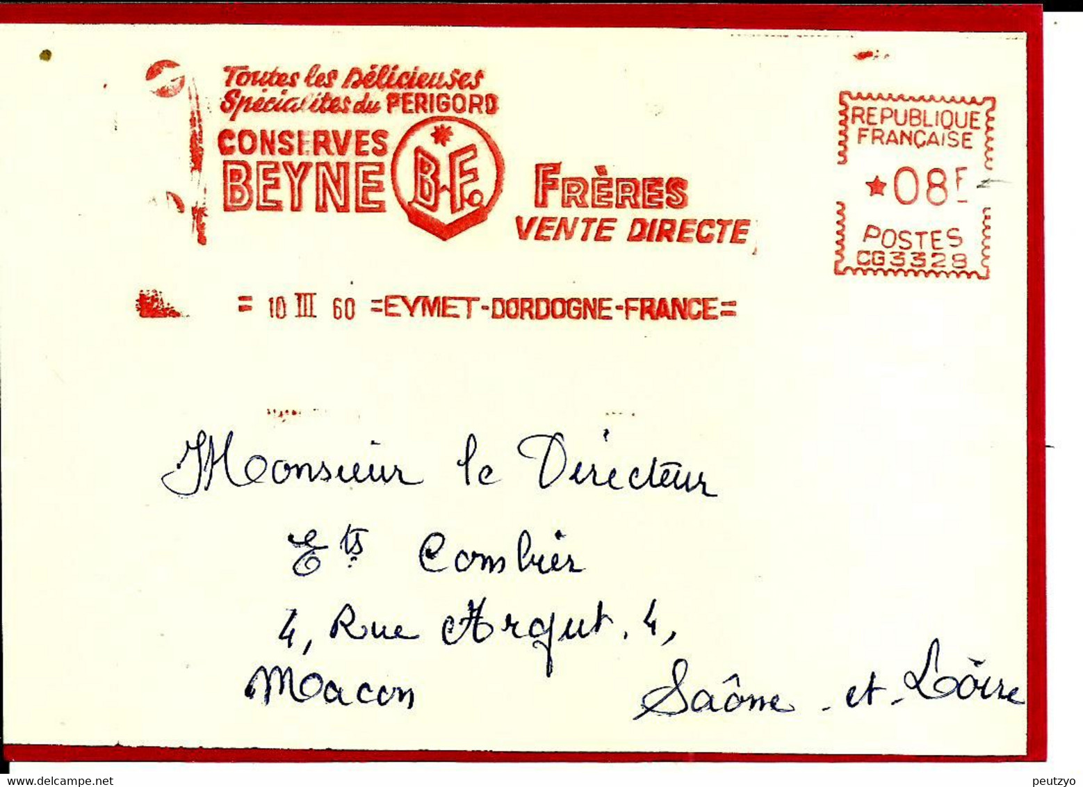 Lettre EMA Havas 1960  Conserves Beyne Du Perigord Metier 24 Eymet C39/32 - Food