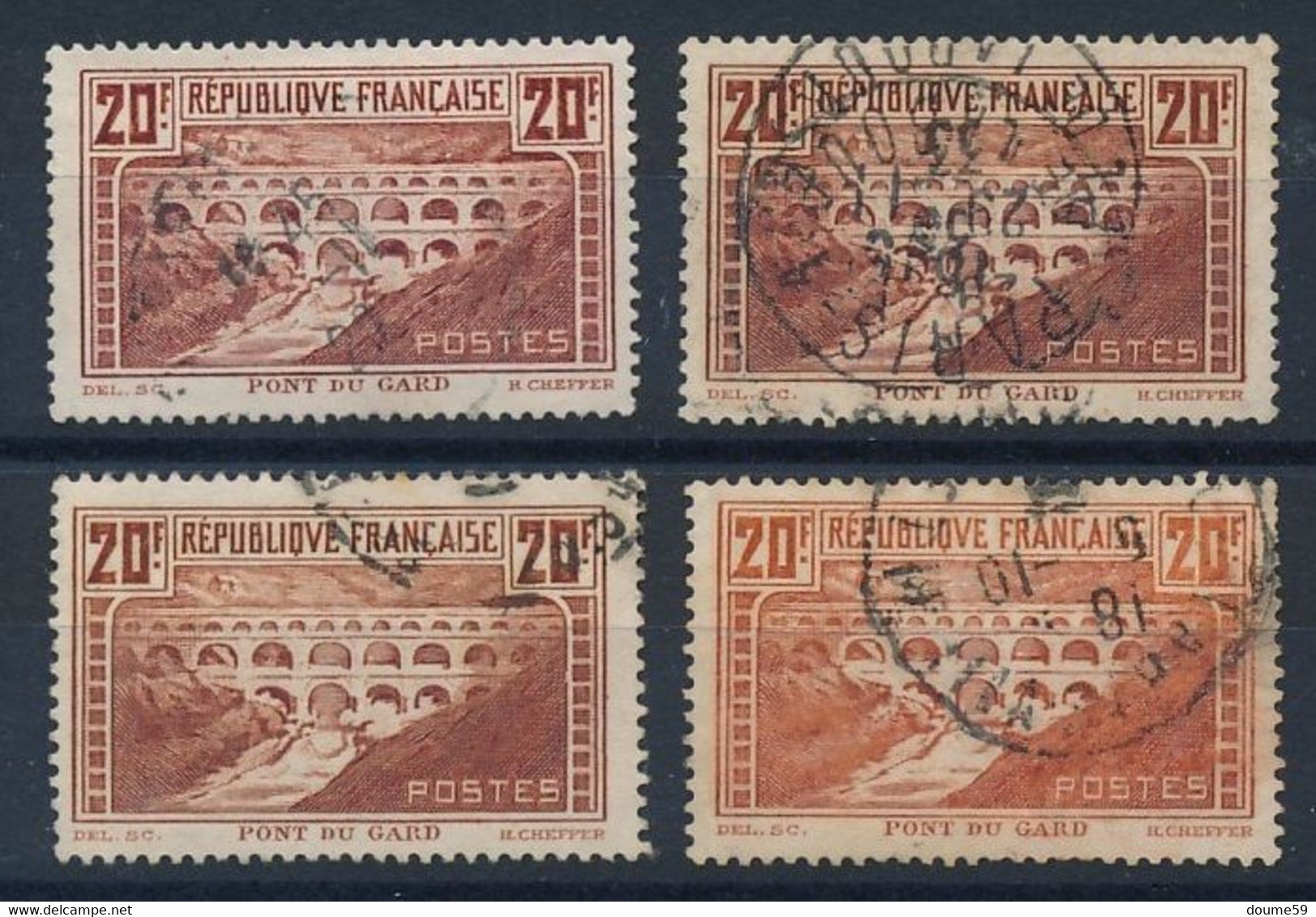 EA-34: FRANCE: Lot Oblitéré Avec N°262A-262c-262-262e (chaudron Clair) - Used Stamps