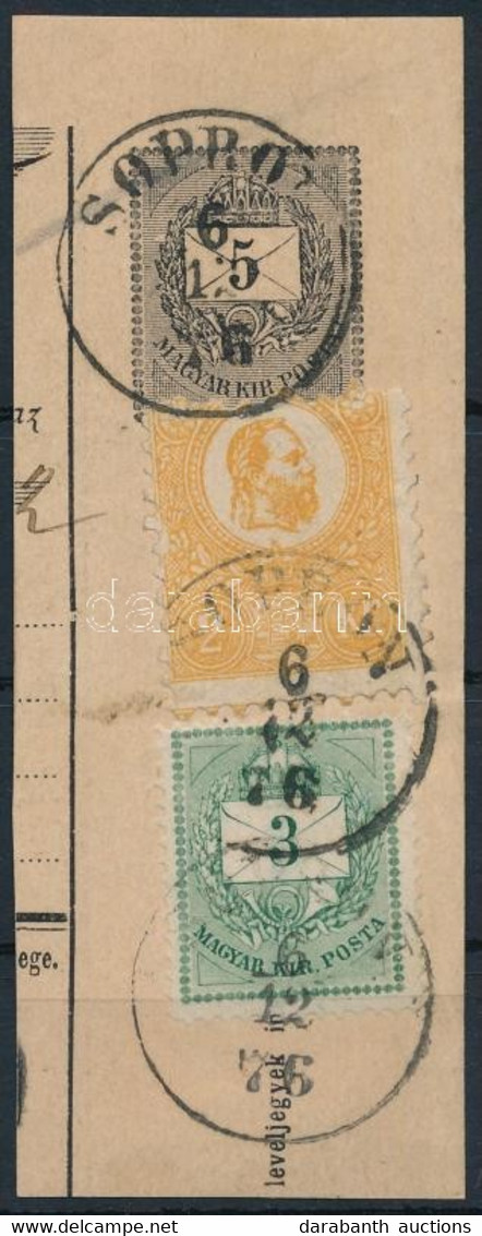 1876 Kőnyomat 2kr és Színesszámú 3kr Vegyes Bérmentesítés 5kr Díjjegyes Postautalvány Darabon. Csak Ez Az Pénzutalvány L - Altri & Non Classificati