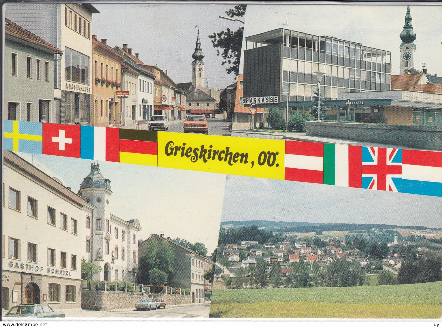 GRIESKIRCHEN - Mehrfachansicht M. Gasthof Schatzl, Panorama, Pfarrkirche - Grieskirchen