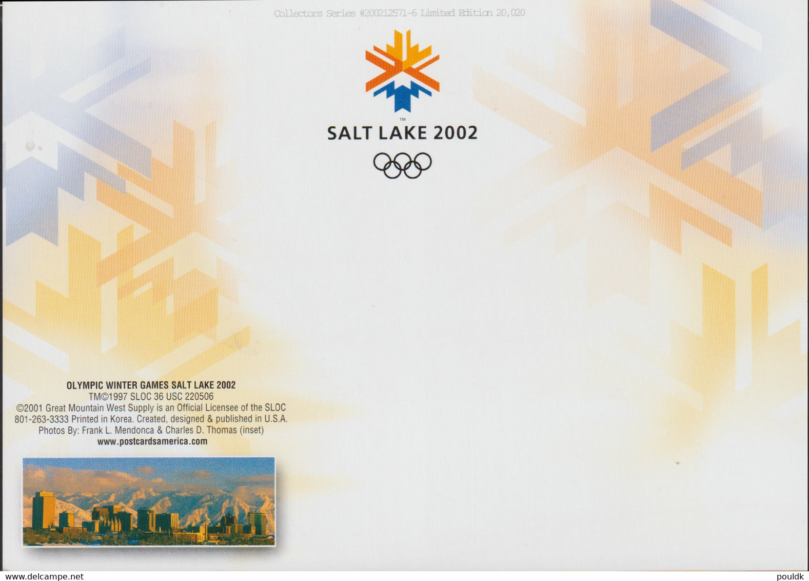 USA Postcard 2002 Salt Lake Olympic Games - Mint (G129-44) - Inverno2002: Salt Lake City