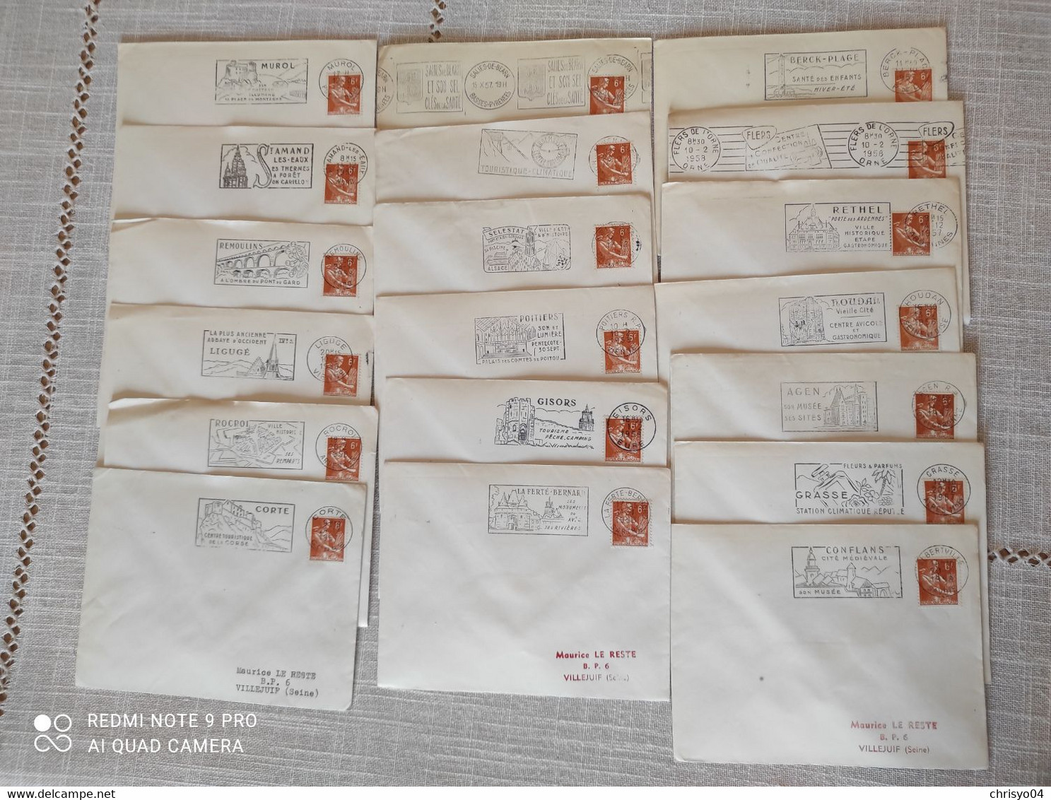 1V3 Cr  Gros lot de 450 enveloppes oblitérations mécaniques flammes timbres Scotem