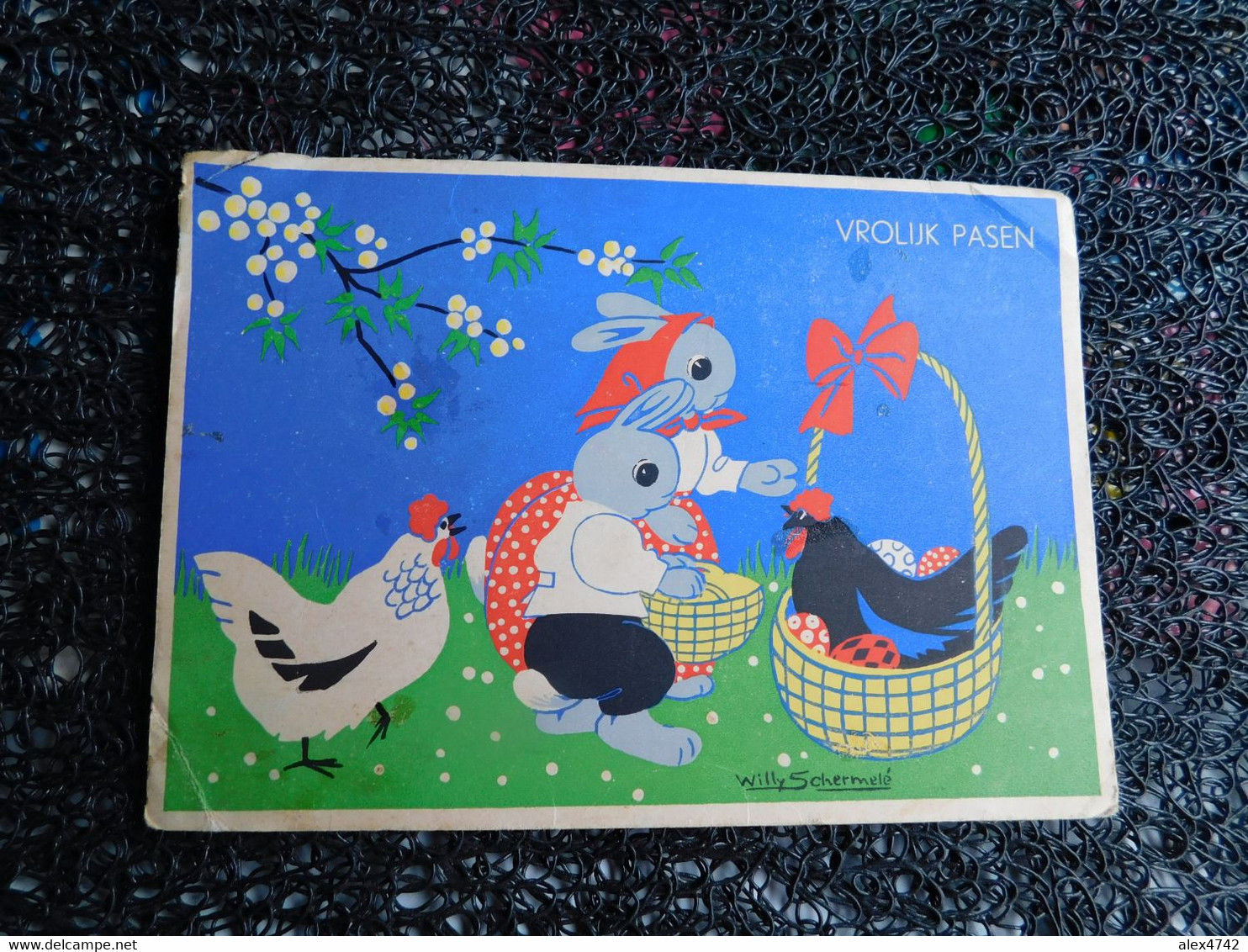 Willy Schermelé,  Joyeuses Pâques, Lapins Humanisés, Poules   (F6) - Schermele, Willy