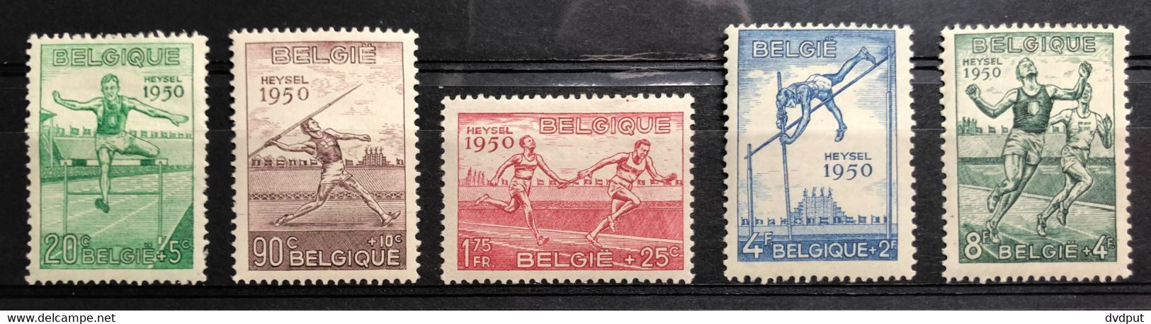 België, 1950 -- Nr 827-31, Atletiek Heyzelstadion, Scharnier *, OBP 50€ - Neufs