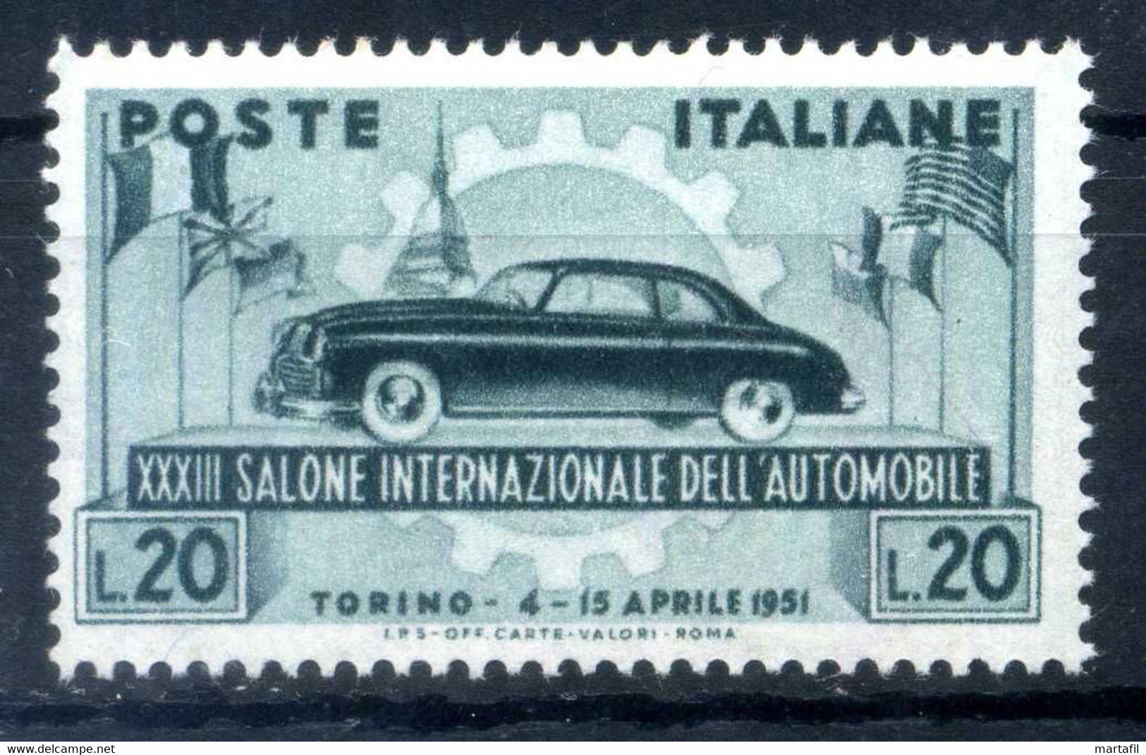 1951 REP. IT. SET MNH ** 33° Salone Dell'automobile A Torino 655 - 1946-60: Nieuw/plakker