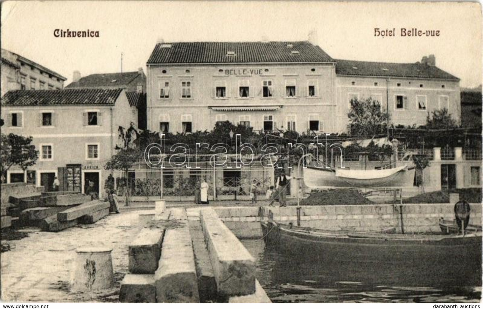 T2/T3 Crikvenica, Cirkvenica; Hotel Belle-Vue, Shop Of A. Reich, Port With Boats (EK) - Unclassified