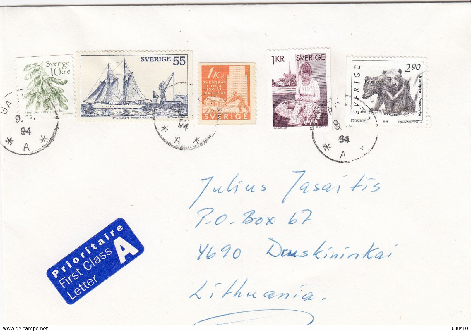 Cover From SWEDEN To  LITHUANIA 1994 #27083 - Covers & Documents