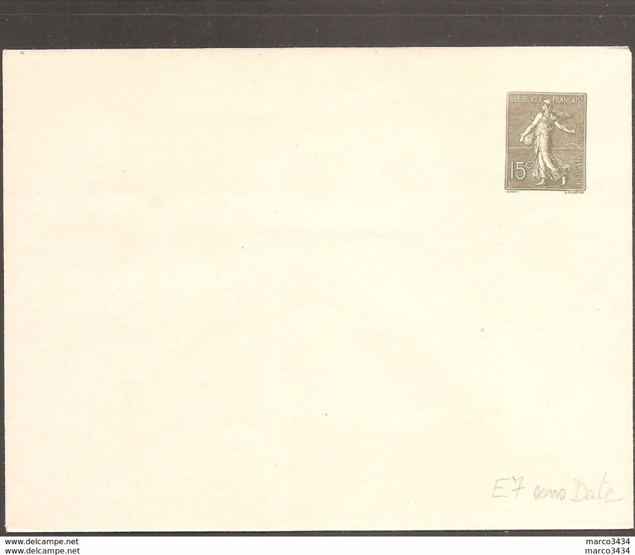 15c Entier E7 Sans Date - Semeuse 130 - Cote 60 - Standard Covers & Stamped On Demand (before 1995)