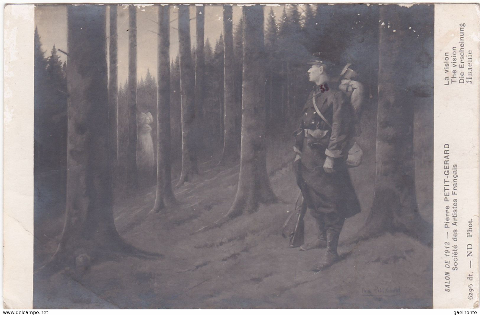 D3268 SALON DE 1912 - LA VISION DE PIERRE PETIT GERARD - MILITAIRE VOYANT UNE ALSACIENNE FANTOME DANS LA FORET - Patriottiche