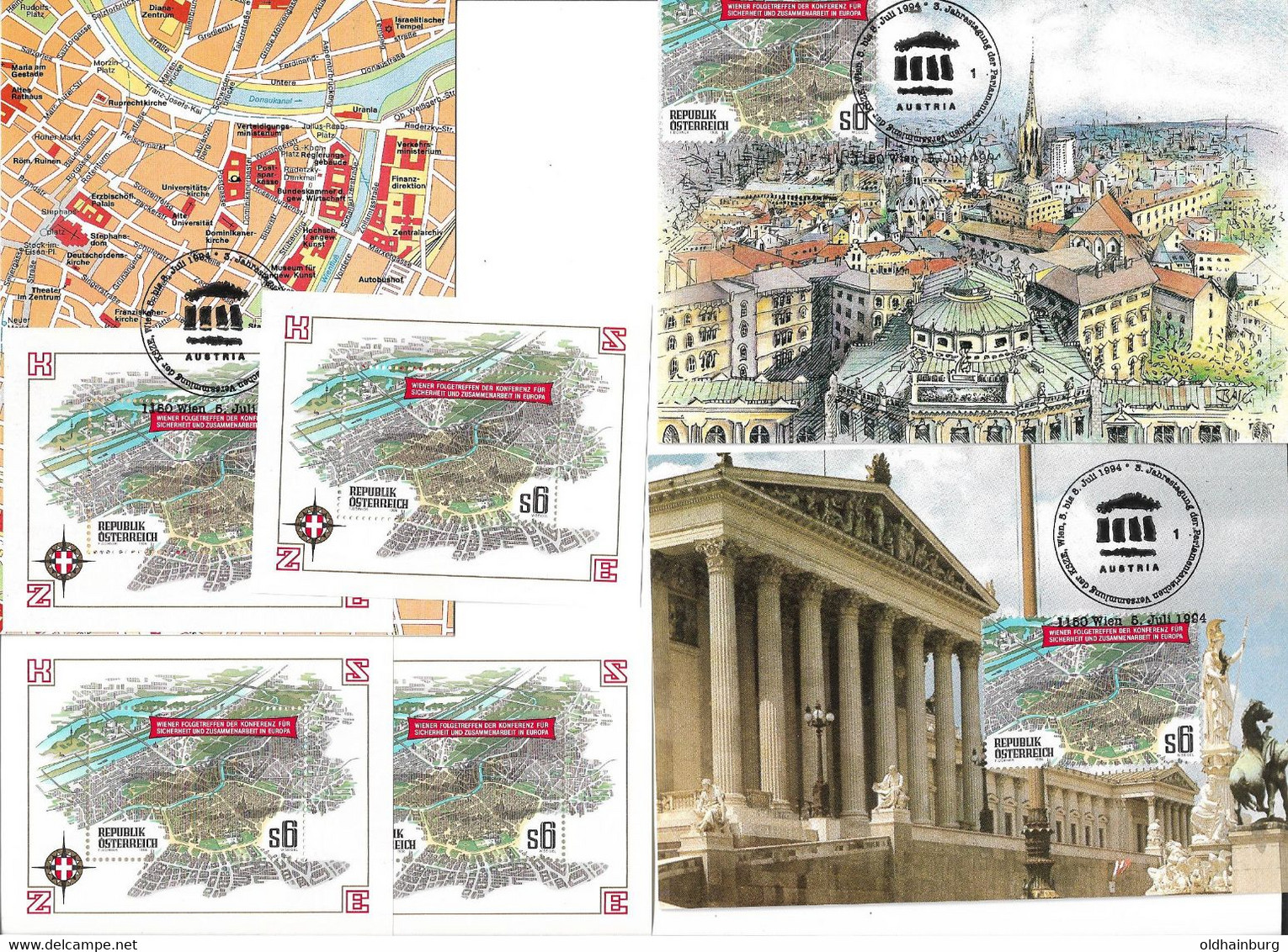 1780r: 3 AKs Wien Als Standort Der KSZE- Konferenz, Mit 3 ** Blockausgaben Und 3x Auf Maximumkarte - Ringstrasse