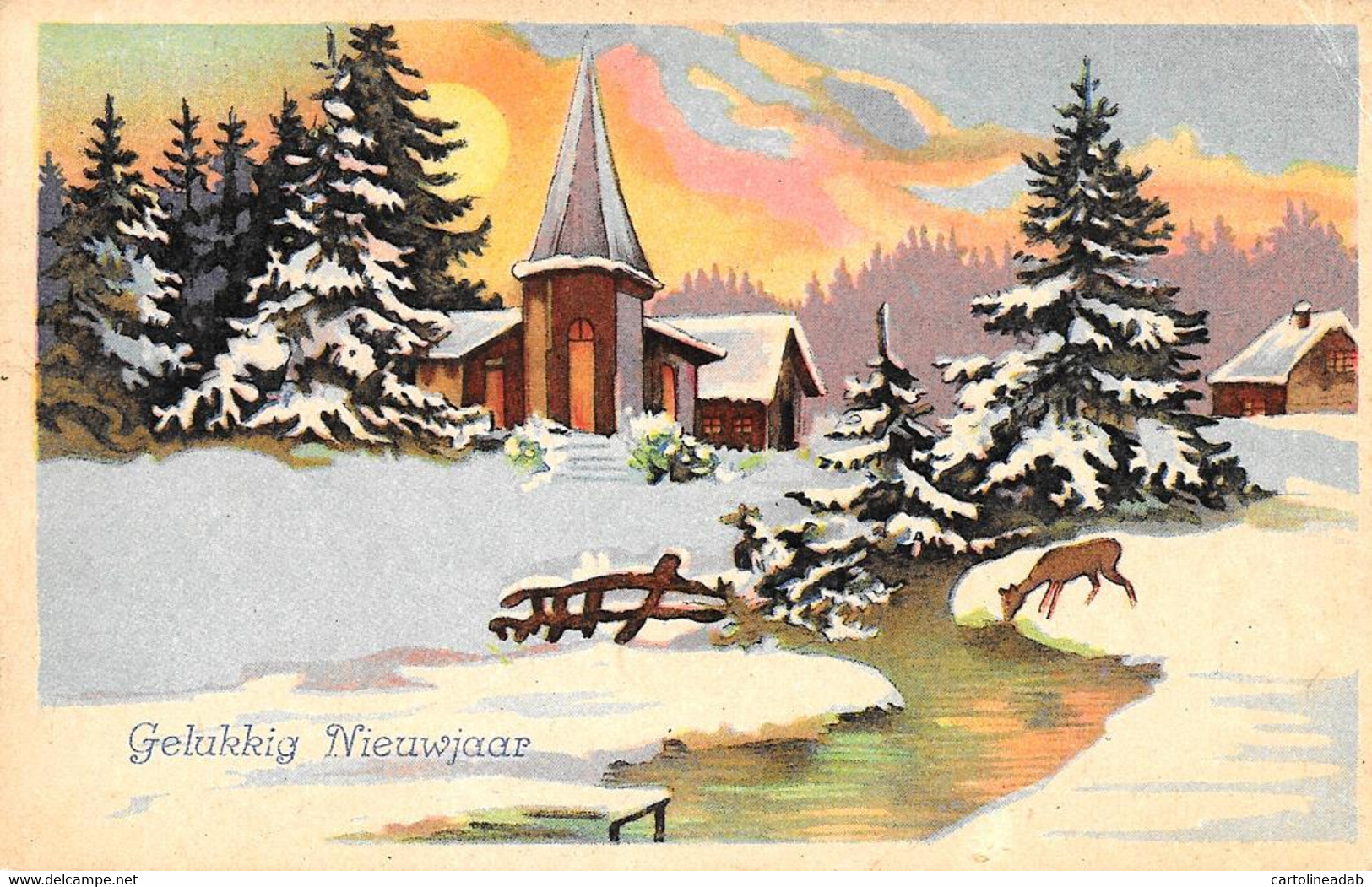 [DC12858] CPA - AUGURALE - GELUKKING NIEUWJAAR - BUON ANNO - PERFETTA - Viaggiata 1945 - Old Postcard - New Year