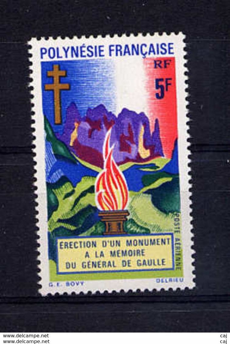 Polynésie  -  1971  -  Avion  :  Yv  46  **  De Gaulle - Unused Stamps