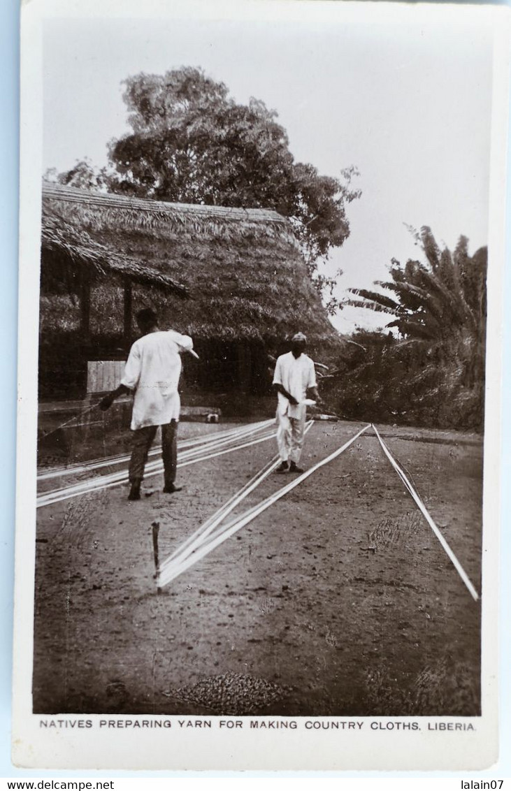 C. P. A. : Liberia : Native Preparing Yarn For Making Country Cloths - Liberia