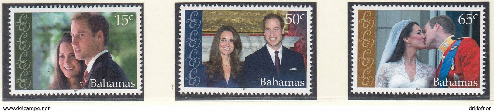 BAHAMAS  1411-1413, Postfrisch **, Hochzeit Von Prinz William Und Catherine Middleton, 2011 - Bahamas (1973-...)