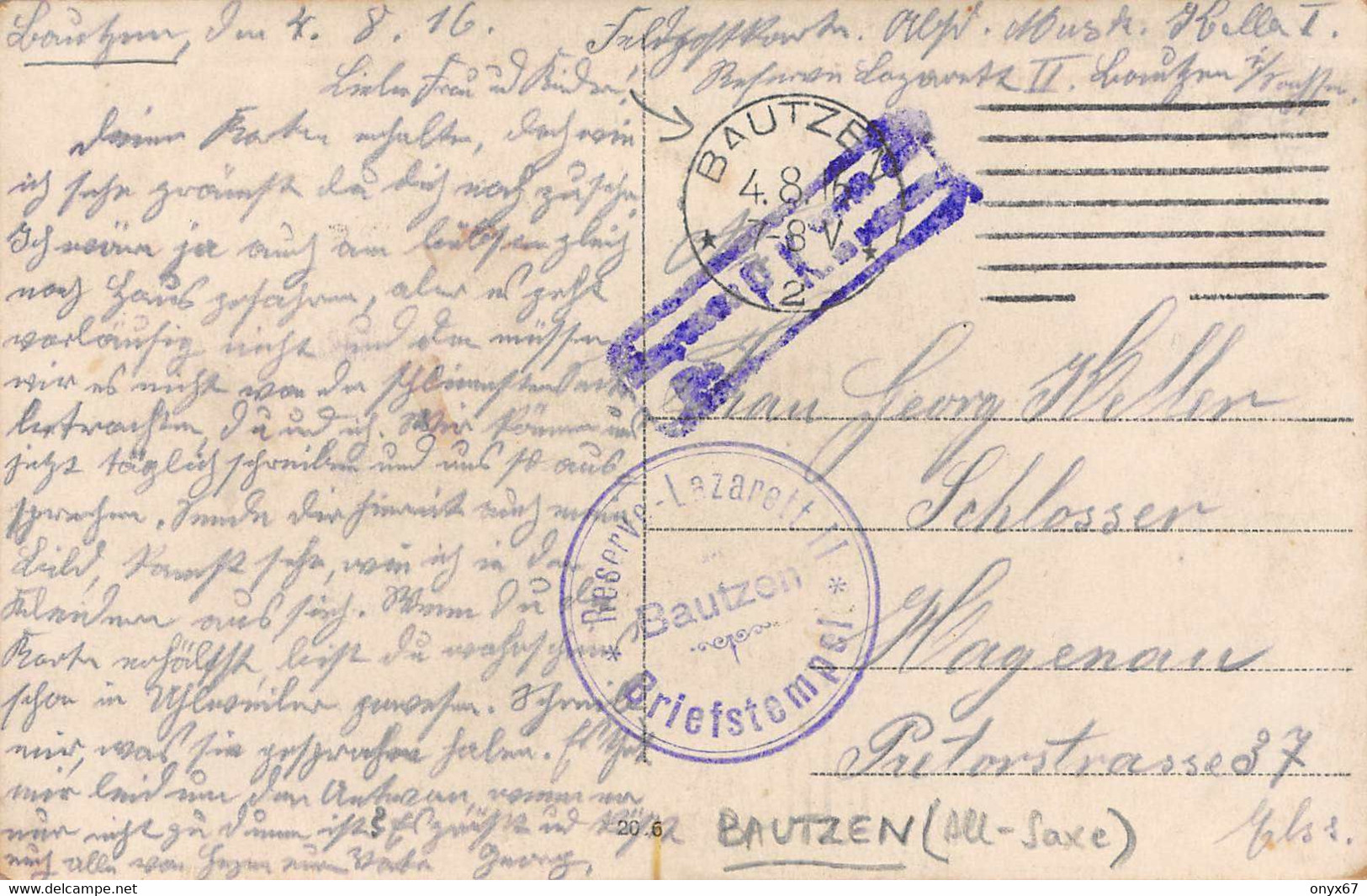 Carte Photo Militaire Allemand-BAUTZEN-BUDYSYN-Deutschland-Sachsen-Reserve Lazarett Brief Stempel-Krieg-Guerre-14/18 - Bautzen