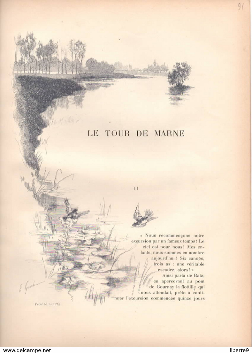 TOUR DE LA MARNE1891 - JOINVILLE Les Laveuses à BONNEUIL La Varenne Le Moulin Brulé CHAMPIGNY MALTOURNÉE GOURNEY REGNIER - Revistas - Antes 1900