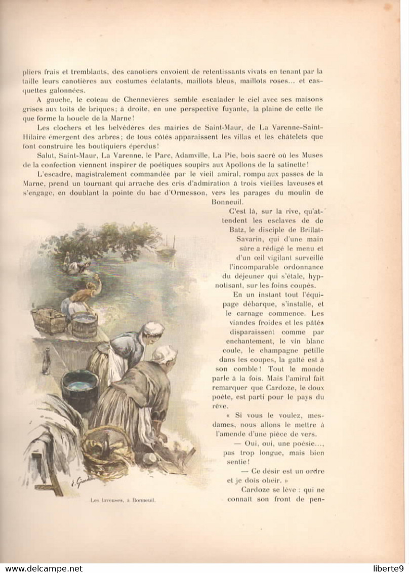 TOUR DE LA MARNE1891 - JOINVILLE les laveuses à BONNEUIL la Varenne le moulin brulé CHAMPIGNY MALTOURNÉE GOURNEY REGNIER