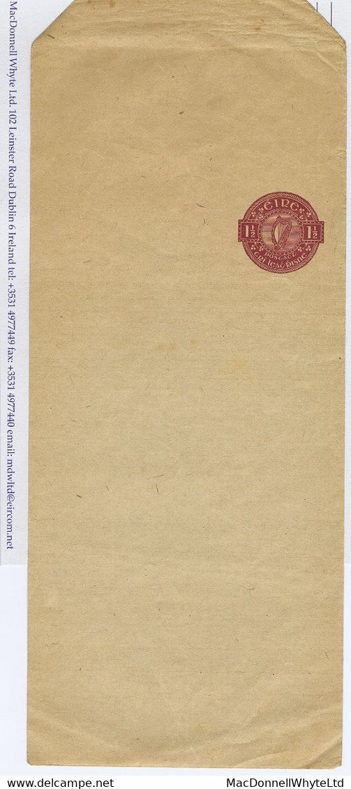 Ireland 1950 Newspaper Wrapper 1½d Maroon On Grey-brown Unused Unfolded, Some Wrinkles And Spots - Ganzsachen