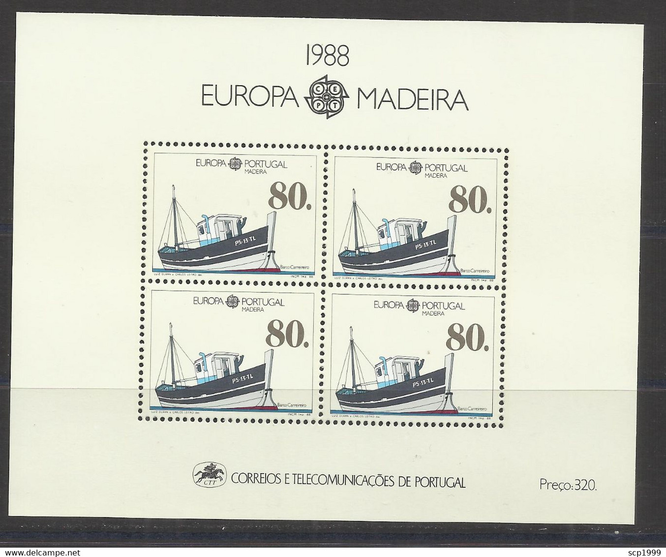 Portugal 1988 - Europa CEPT Madeira, Boats S/S MNH - Unused Stamps