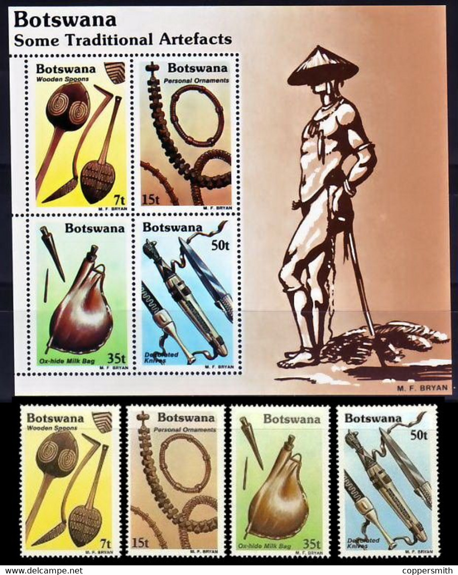(085-86) Botswana  1983  Handicrafts / Artisanat / Kunsthandwerk / Read Text ** / Mnh  Michel 329-332 + BL 16 - Botswana (1966-...)