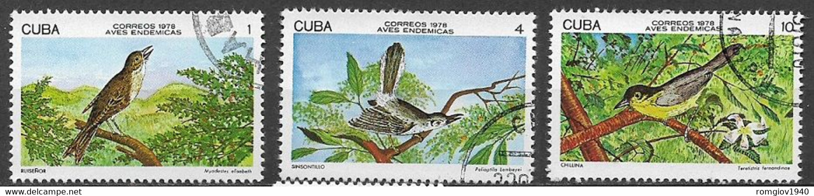 CUBA 1978 UCCELLI DI CUBA  YVERT. 2046-2048 USATA VF - Otros & Sin Clasificación