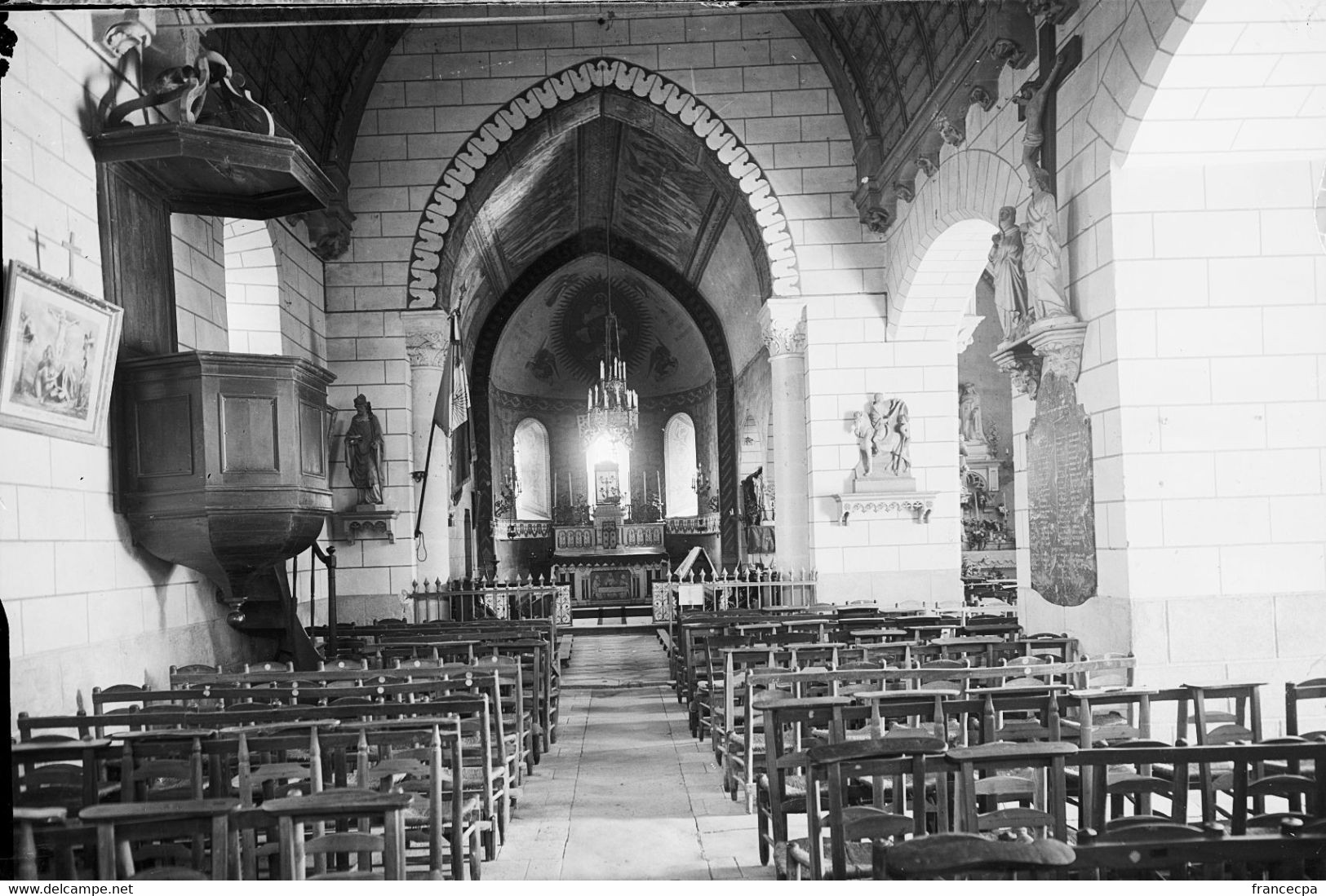 PN - 217 - INDRE ET LOIRE - LIGNIERES DE TOURAINE - Intérieur De L'Eglise - Original Unique - Plaques De Verre