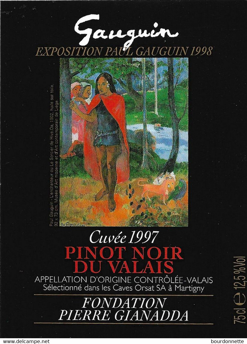 THEME TABLEAU / ETIQUETTE DE VIN PINOT NOIR DU VALAIS CUVEE 1997 / GAUGUIN-1- - Arte