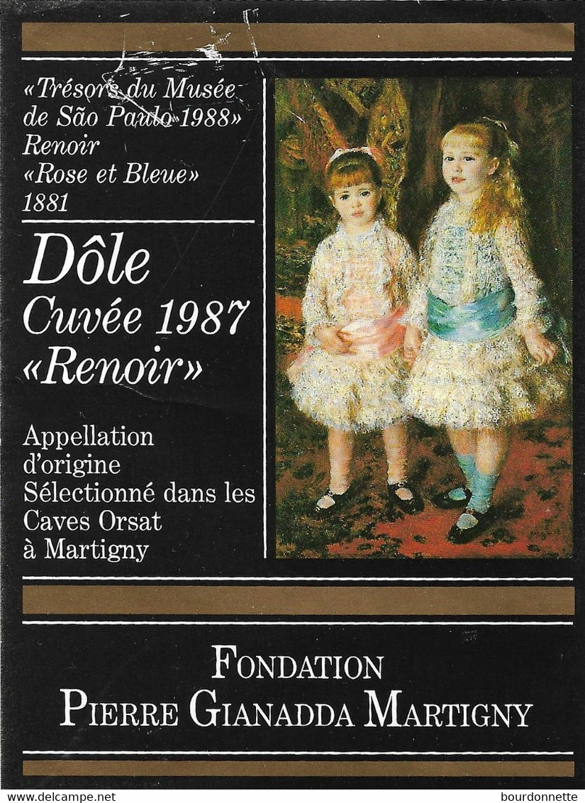 Etiquette Vin-Suisse-Dôle-Martigny-Cuvée "Renoir" 1987-Art-Peinture-Renoir-Rose Et Bleue-1881 - Art