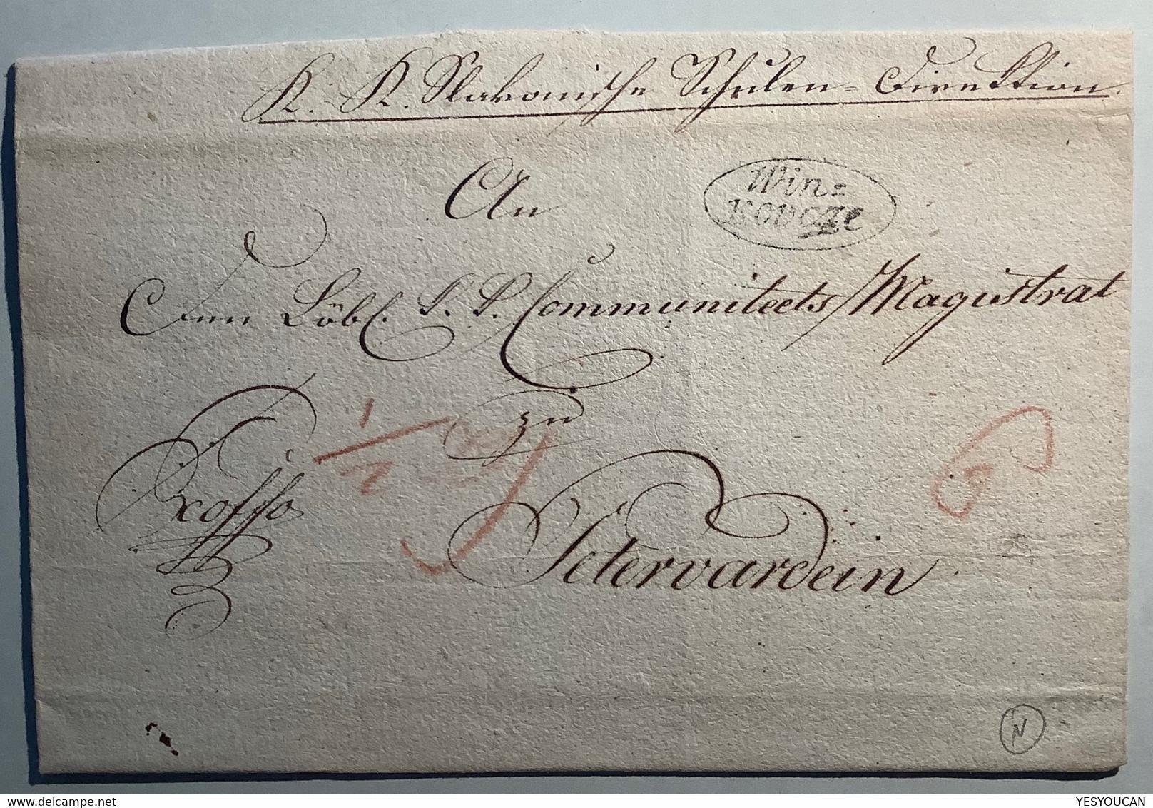 „WINKOVCZE“ RARE 1821 Pre-Stamp Cover (Vinkovci CROATIA Kroatien Croatie Österreich Ungarn Vorphilatelie Brief Lettre - ...-1850 Voorfilatelie