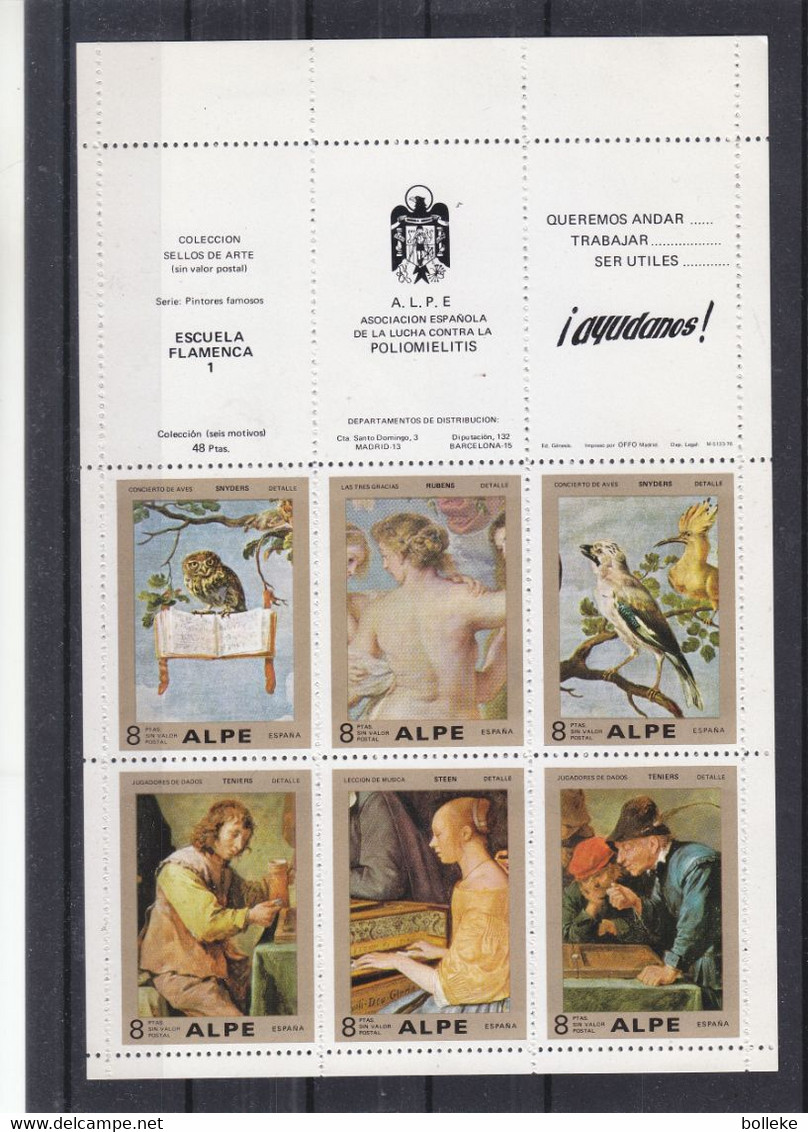 Espagne - BF Avec 6 Timbres ** - Peintures - Rubens - Teniers - Steen - Snyders - Hiboux - Musique - Rubens