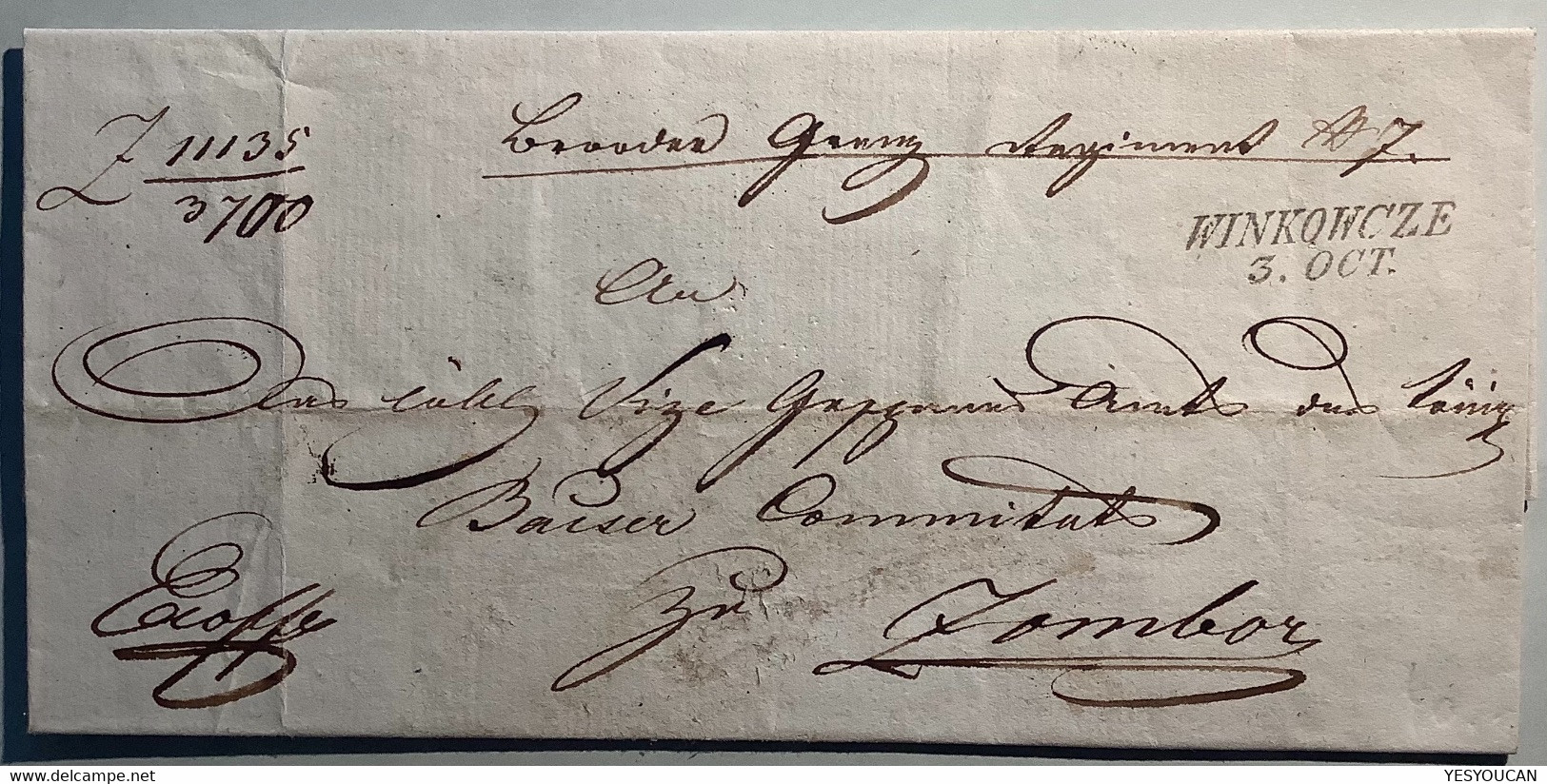 „WINKOWCZE“ RARE 1843 Pre-Stamp Cover (Vinkovci CROATIA Kroatien Croatie Österreich Ungarn Vorphilatelie Brief Lettre - ...-1850 Voorfilatelie