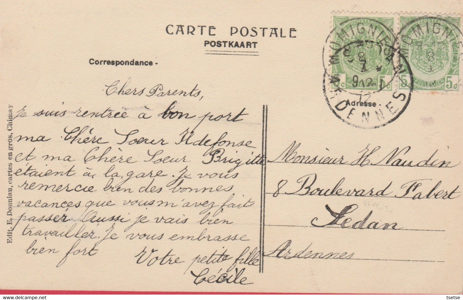 Momignies - Pensionnat  Ste-Thérèse - Le Réfectoire - 1912 ( Voir Verso ) - Momignies