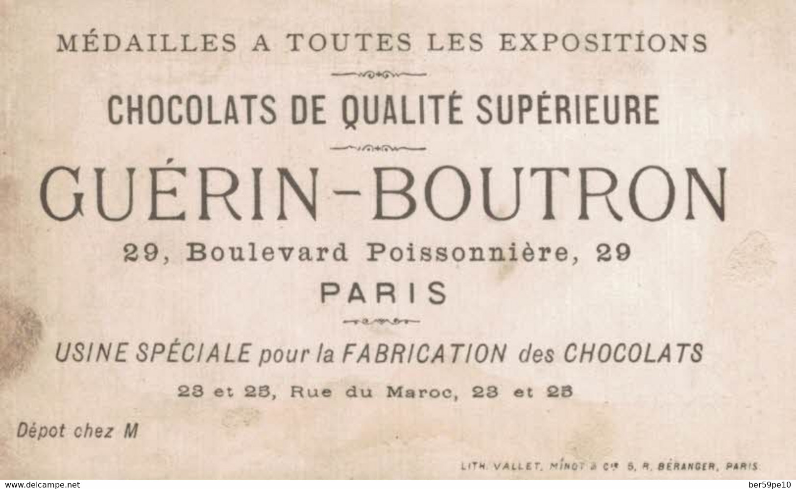 CHROMO CHOCOLAT GUERIN-BOUTRON PROMENADE AU BOIS - Guerin Boutron