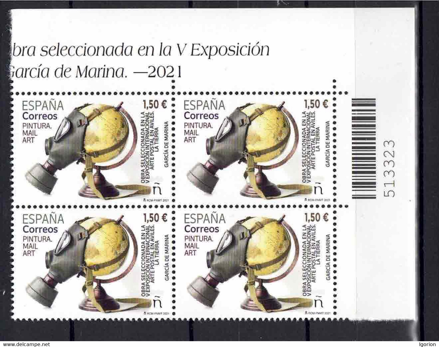 ESPAÑA 2021 ** MNH ED. 5479 PINTURA MAIL ART. AVILES. LA TIERRA BL.4 - Unused Stamps