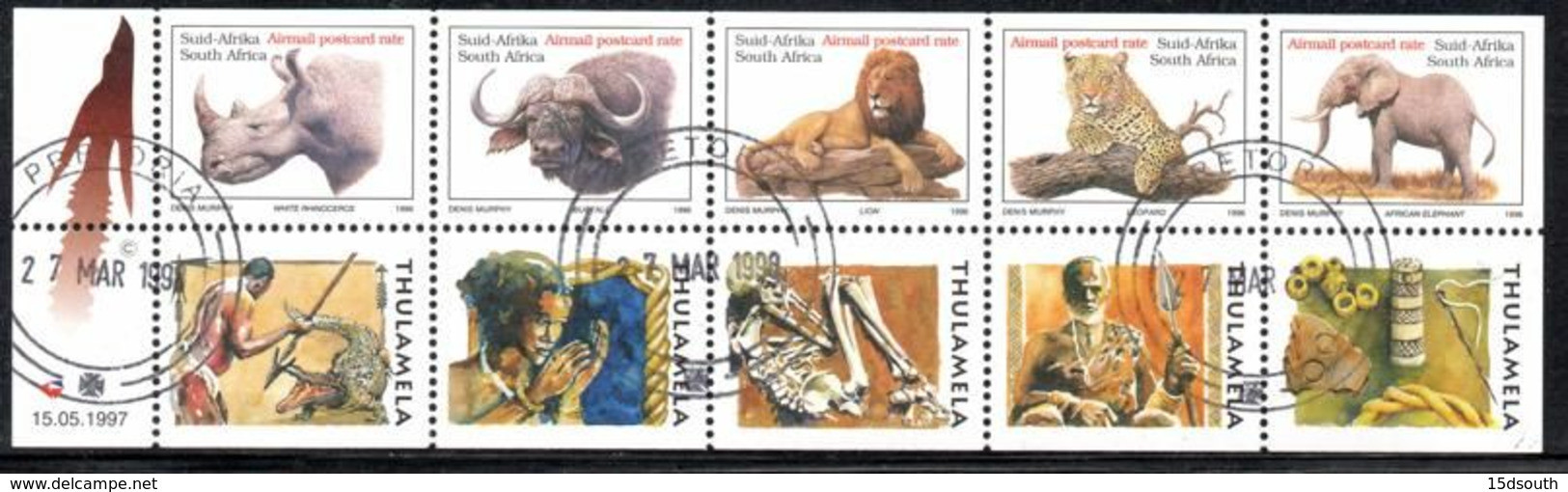 South Africa - 1997 Big Five Thulamela Booklet Sheet (o) # SG 821c-g , Mi 993D-997E - Blocs-feuillets