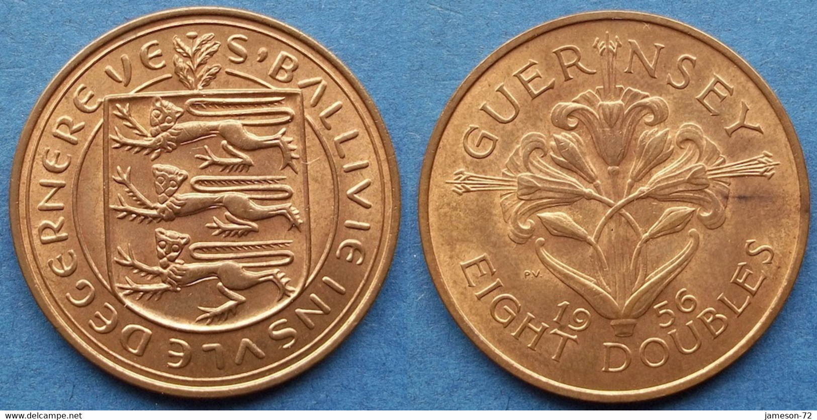 GUERNSEY - 8 Doubles 1856 KM# 16 Doubles Coinage (1830-1971) - Edelweiss Coins956 - Guernsey