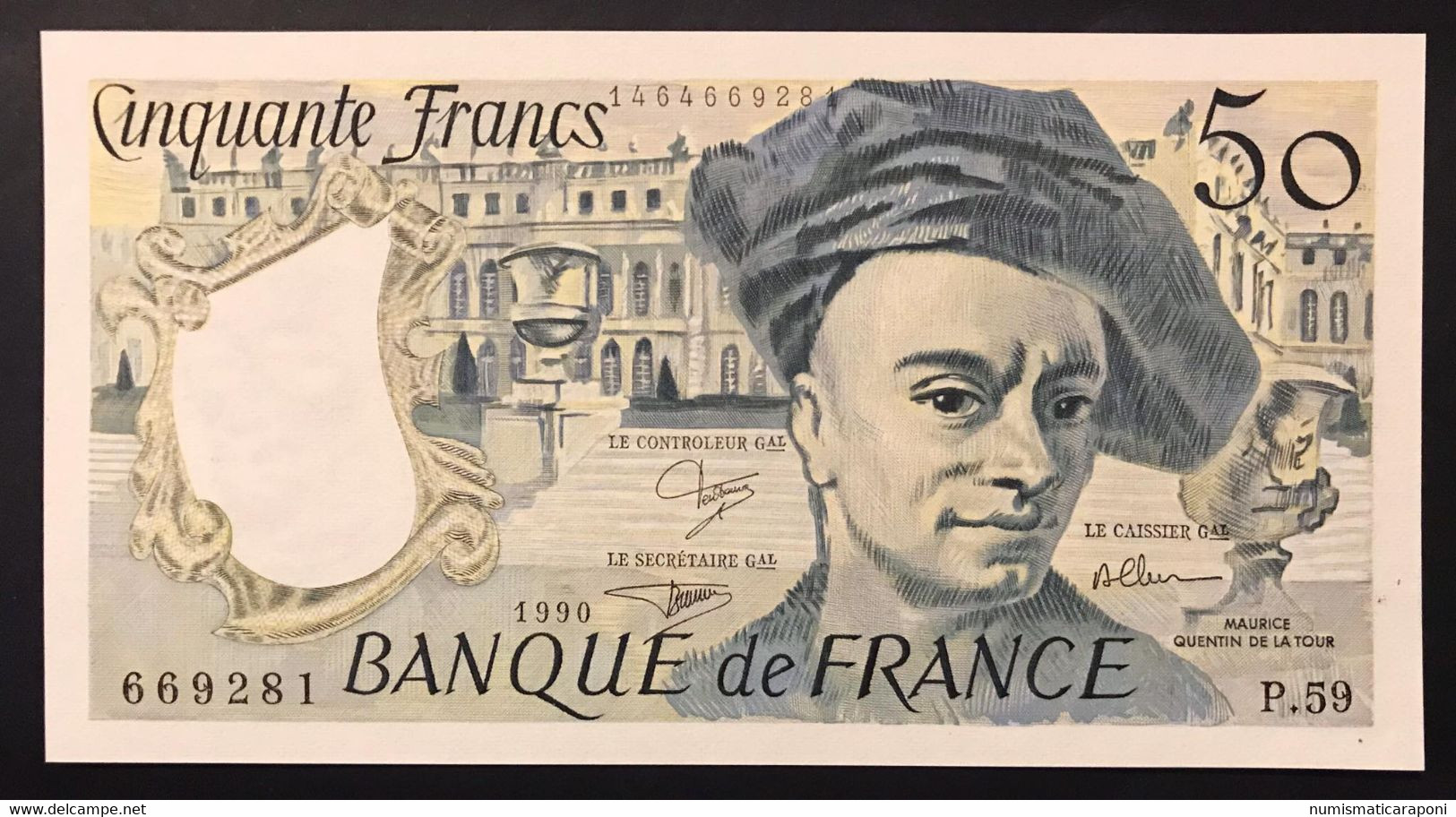 Francia France 50 Francs QUENTIN DE LA TOUR 1990 Q.fds Unc- Macchioline Marginali E Leggera Piega Lotto.1765 - 50 F 1976-1992 ''quentin De La Tour''