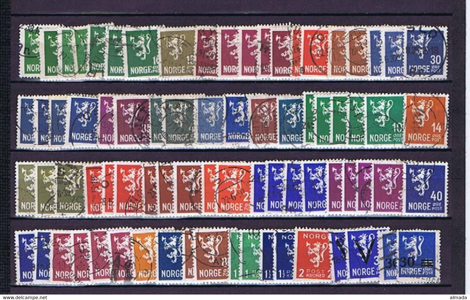 Norwegen, Norway Lot 2 1926-46: 77 Lion Stamps Used / Gestempelt - Verzamelingen