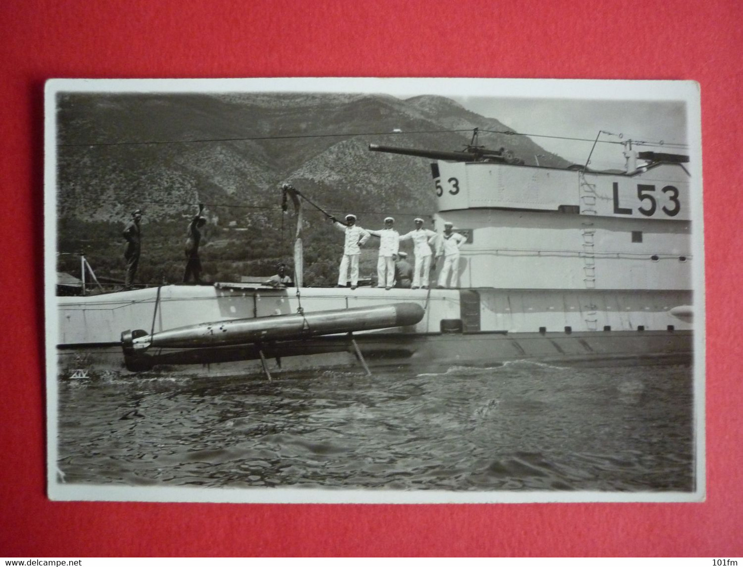 BRITTISH SUBMARINE HMS L-53 LOADING TORPEDO IN CATTARO , MONTENEGRO 1929 - Unterseeboote