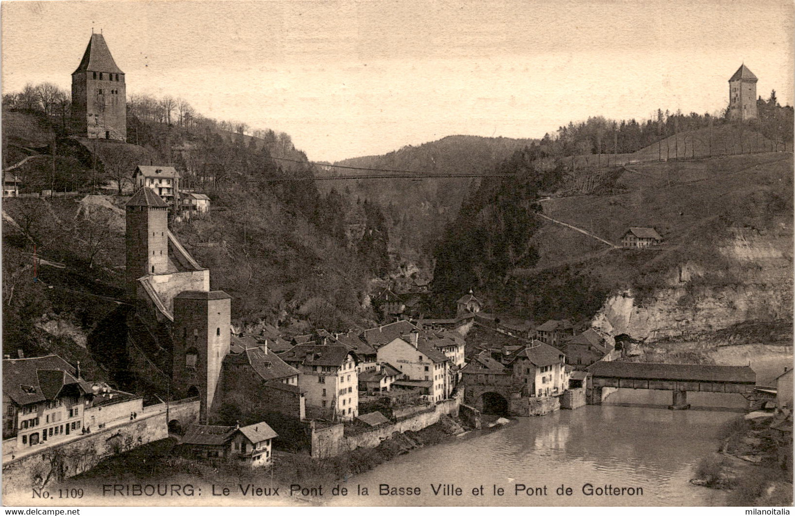 Fribourg: Le Vieux Pont De La Basse Ville Et Le Pont De Gotteron (1109) - Pont-la-Ville