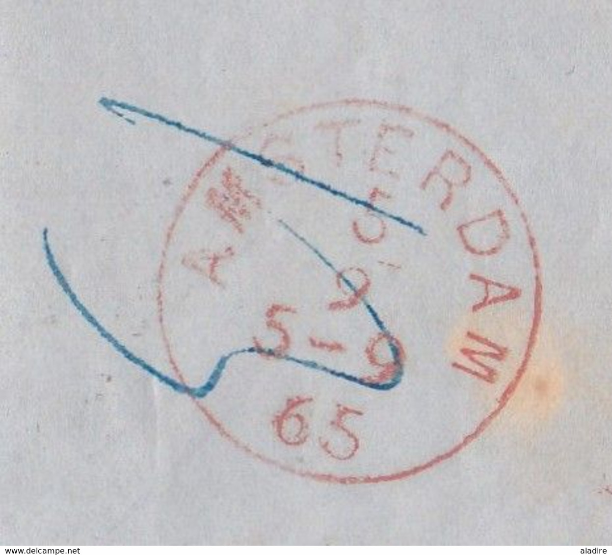 1865 - Lettre Pliée Avec Correspondance D'Amsterdam, Pays Bas Vers Wohlen, Suisse - Jacob Isler, Paille - Poststempels/ Marcofilie